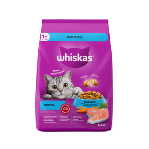 Сухой корм для кошек Whiskas подушечки с паштетом со вкусом лосося, 1,3 кг