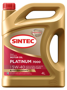 Масло моторное синтетика Sintec Platinum SAE 5W-40 API SN/CF 4л