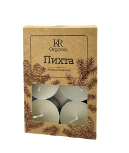 Свеча ароматическая Kukina Raffinata Organic чайная Пихта, 6 шт