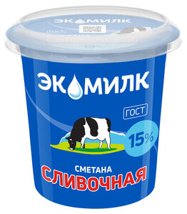 Сметана сливочная Экомилк 15%