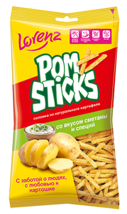 Чипсы картофельные Pomsticks соломкой со сметаной и специями ТМ Lorenz (Лоренц)
