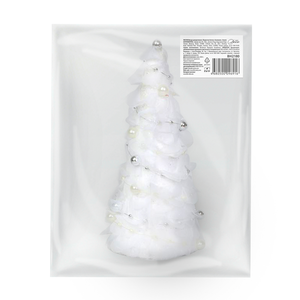 Фигура B&H Пушистая елочка с бусинами декоративная белая