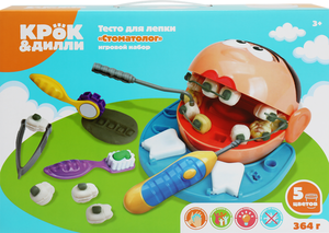 Набор Крок&Дилли Тесто для лепки Стоматолог, 12 предметов