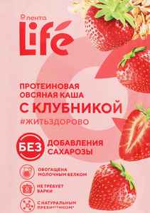 Каша овсяная протеиновая Лента Life с клубникой