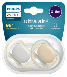 Пустышка силиконовая Philips Avent ultra air с футляром 0-6 мес., 2 шт
