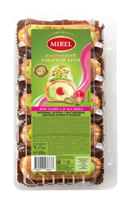 Пирожные Mirel Эклеры с фисташковым заварным кремом и малиной Пирожные Mirel Эклеры с фисташковым заварным кремом и малиной