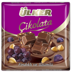 Шоколад Ulker молочный с изюмом и фундуком