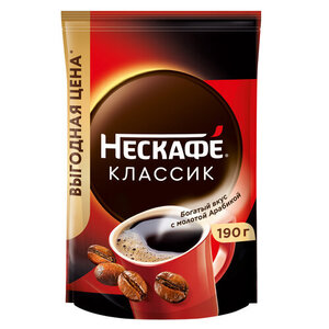 Кофе растворимый «Нескафé» Classic порошкообразный с добавлением натурального жареного молотого кофе, 190 г