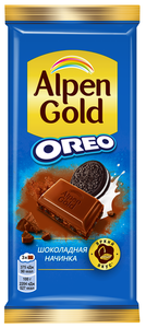 Шоколад молочный Alpen Gold Oreo с шоколадной начинкой, 85 г