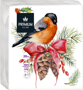 Салфетки Premium Club зимние птицы, 20 штук