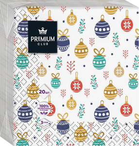 Салфетки Premium Club шарики и шишки, 20 штук