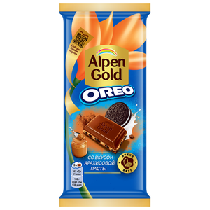 Шоколад молочный Alpen Gold Oreo с начинкой со вкусом арахисовой пасты, 85 г