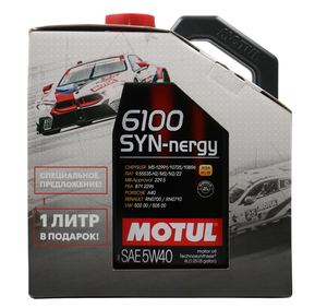 Масло моторное Motul 6100 5W30 Syn-Nergy 5W40, 4 л+1 л