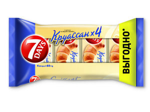 Круассаны 7Days с кремом со вкусом ваниль, 4 х 65 г