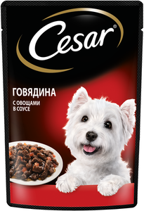 Влажный корм Cesar для взрослых собак с говядиной и овощами в соусе