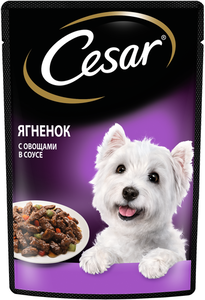 Влажный корм Cesar для взрослых собак с ягненком и овощами в соусе