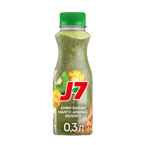 Продукт питьевой из яблок, бананов, ананасов, манго Полезный Завтрак с ржаными хлопьями и киви ТМ J7 (Джей7)