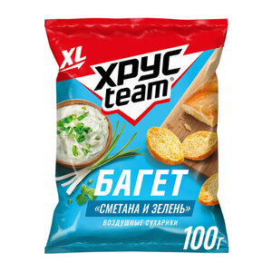 Сухарики ХрусTeam Багет Сметана и зелень