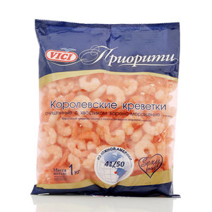 Королевские креветки очищенные с хвостиком варено-мороженые с пряностями ТМ Приорити VICI (ВИЧИ)