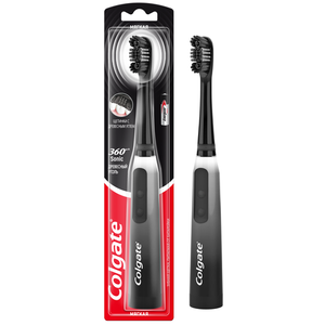 Электрическая зубная щетка Colgate 360 Древесный уголь, на батарейках, мягкая