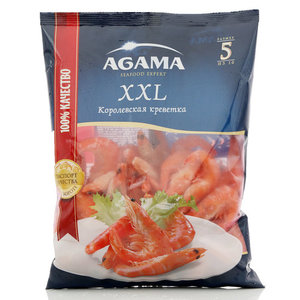Креветки XXL варено-мороженные Agama Королевская №5 неразделанные, 700 г
