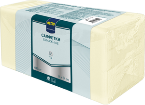 Салфетки бумажные Metro Professional кремовые однослойные 24 x 24 см, 400 шт