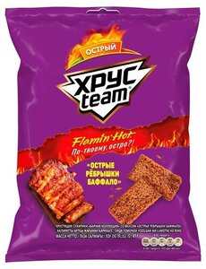 Сухарики Хрусteam Барная коллекция Flamin' Hot с острыми ребрами баффало