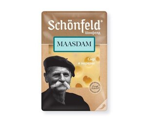 Сыр полутвердый Schönfeld Массдам нарезка БЗМЖ