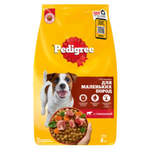 Сухой корм для взрослых собак маленьких пород Pedigree с говядиной, 2 г