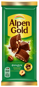 Шоколад молочный Alpen Gold с фундуком, 80 г