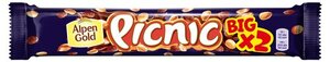 Шоколадный батончик Picnic Big c арахисом изюмом мягкой карамелью, 76 г