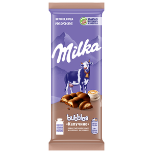 Шоколад молочный пористый Milka Bubbles Капучино, 87 г