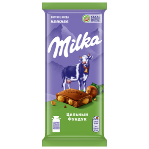 Шоколад молочный Milka с цельным фундуком, 80 г
