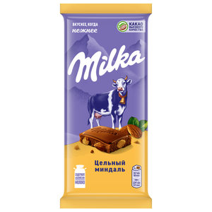 Шоколад молочный Milka с цельным миндалем, 80 г