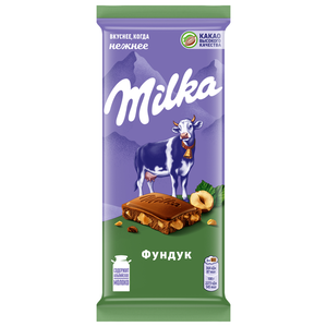 Шоколад молочный Milka с дробленым фундуком, 80 г