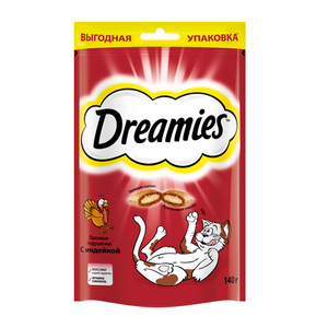 Лакомство для взрослых кошек Dreamies подушечки с индейкой, 140 г