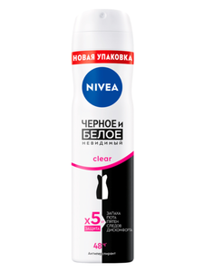 Дезодорант-антиперспирант спрей NIVEA Черное и Белое Невидимый Clear, 150 мл