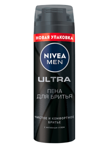 Пена для бритья NIVEA MEN Ultra с активным углем, 200 мл