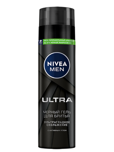 Гель для бритья NIVEA MEN Ultra с активным углем ультрагладкое скольжение, 200 мл