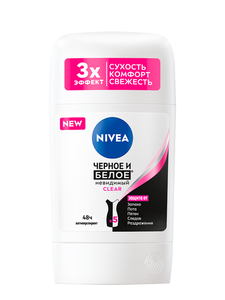Дезодорант-антиперспирант стик NIVEA Черное и Белое Невидимый Clear, 50 мл