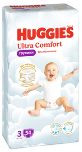 Подгузники-трусики Huggies Ultra Comfort для мальчиков №3 6-11 кг, 54 шт