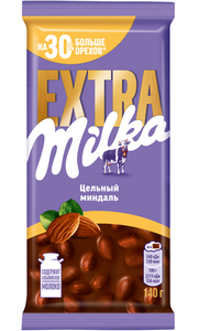 Шоколад Milka Extra молочный цельный миндаль