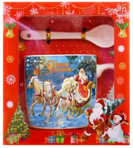 Подарочный набор Kukina Raffinata Новый год Кружка с ложкой фарфор, 370 мл