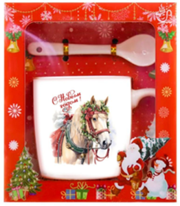 Подарочный набор Kukina Raffinata Символ года Кружка с ложкой фарфор, 370 мл