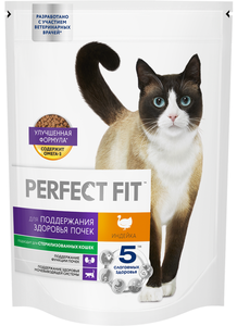 Корм сухой Perfect Fit для кошек здоровые почки индейка