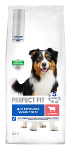 Корм сухой Perfect Fit для взрослых собак средних пород говядина