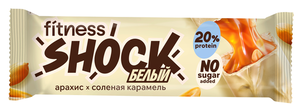 Батончик протеиновый FitnesShock белый с карамелью и арахисом