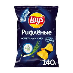 Чипсы Сметана и лук рифлёные ТМ Lay's (Лэй'с)