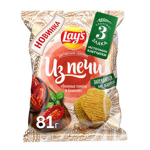 Чипсы Lay's из печи картофельно-злаковые вяленые томаты-базилик