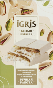 Шоколад белый Igris с фисташкой и пишмание